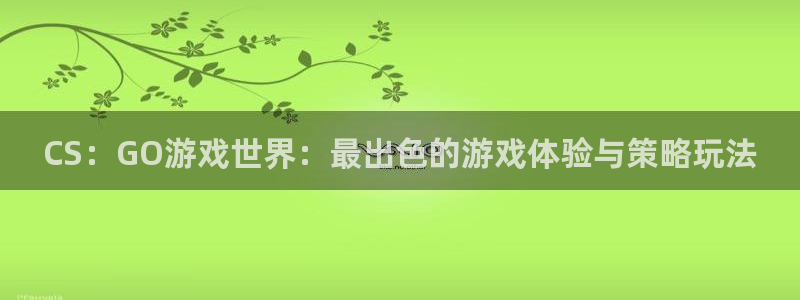 极悦娱乐登录：CS：GO游戏世界：最出色的游戏体验与策略玩法